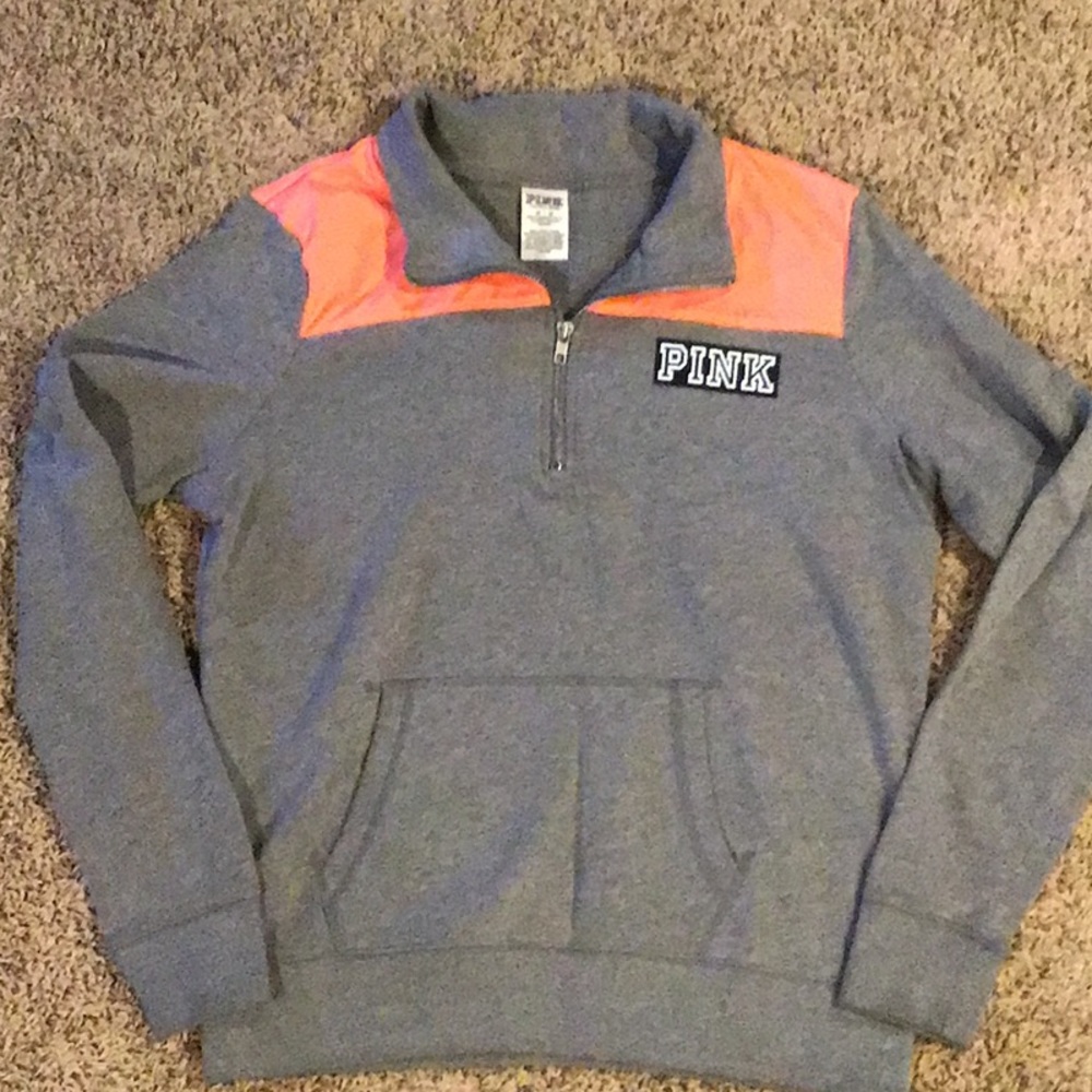 PINK Sweatshirt Gray & Bright Orange